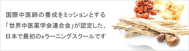 中医学アカデミーとは…国際中医師の養成をミッションとする「世界中医薬学会連合会」が認定した、日本で最初のＥラーニングスクールです